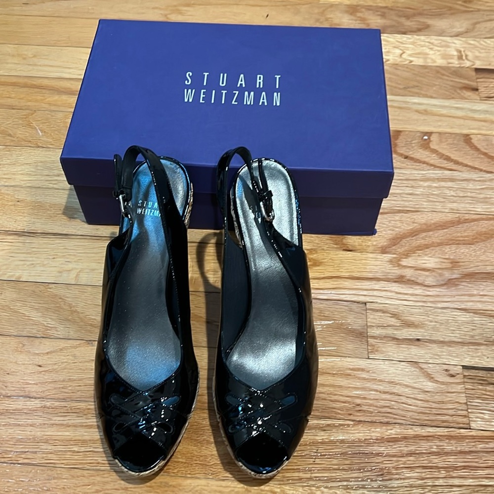 Stuart Weitzman black wedge espradrilles